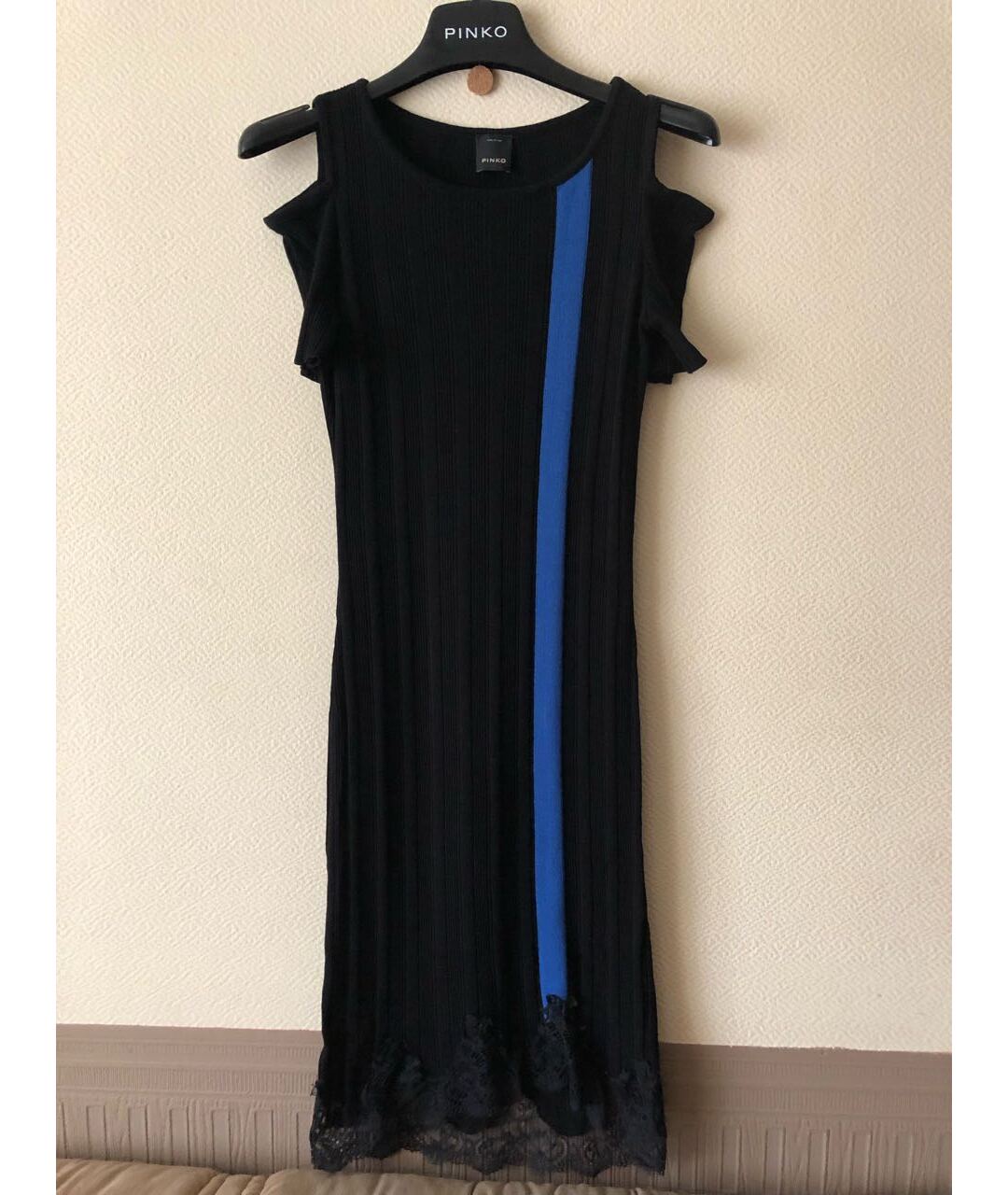 PINKO Черное вискозное повседневное платье, фото 7