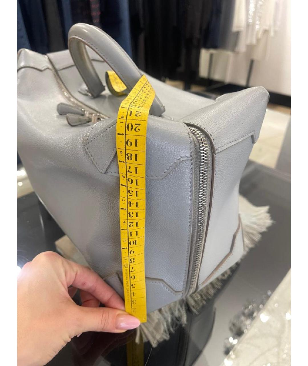 HERMES Серая кожаная сумка тоут, фото 5