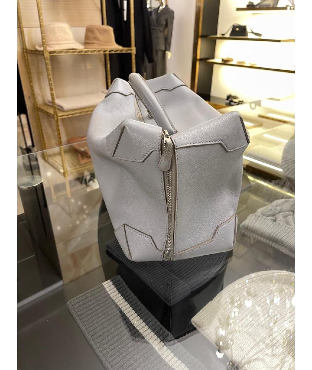 HERMES Серая кожаная сумка тоут, фото 2