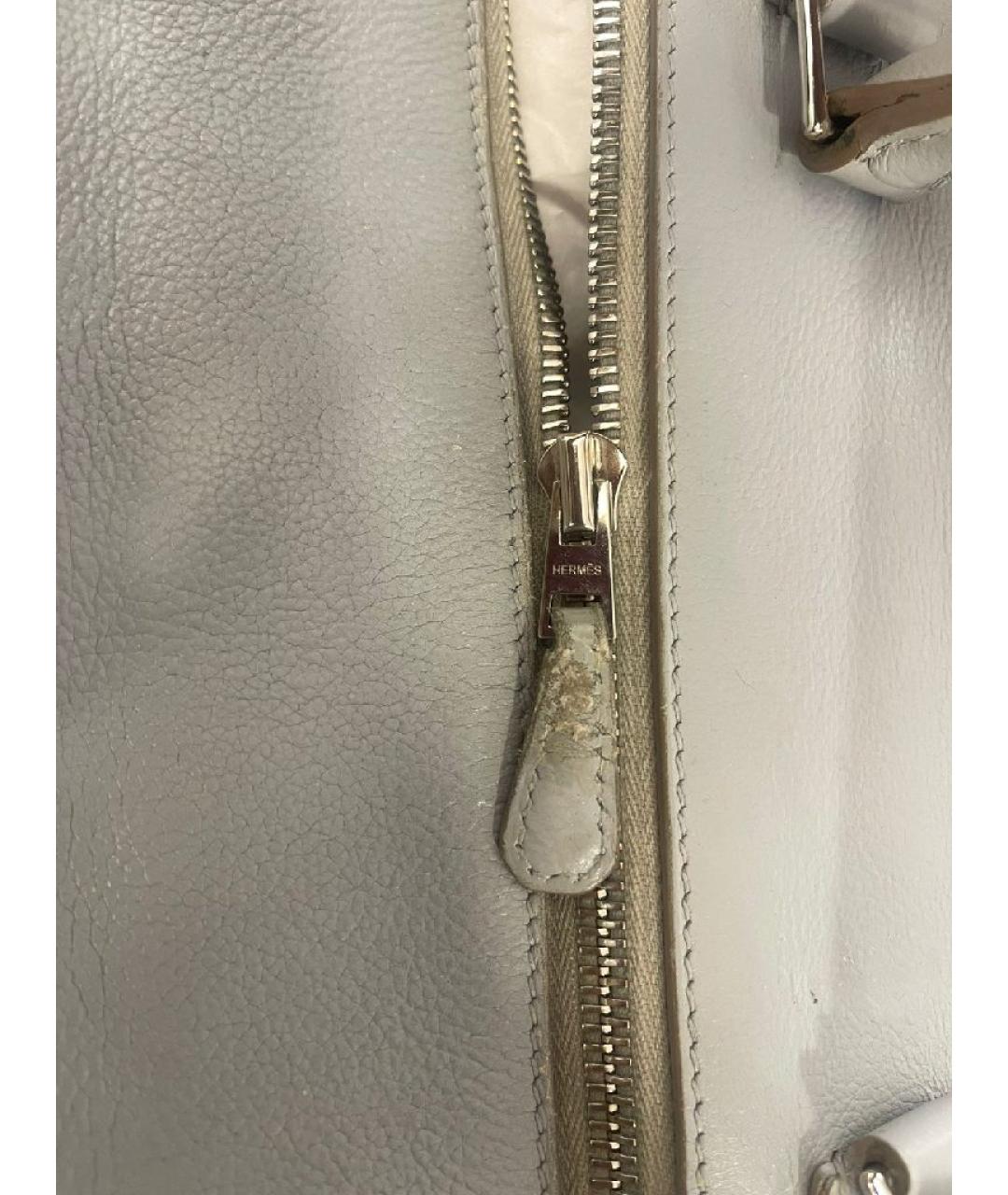 HERMES Серая кожаная сумка тоут, фото 9