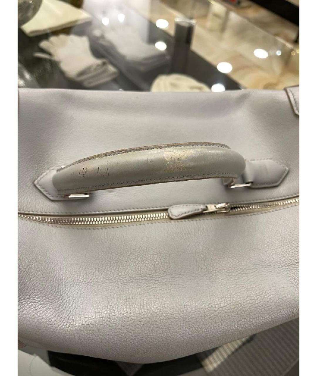 HERMES Серая кожаная сумка тоут, фото 8