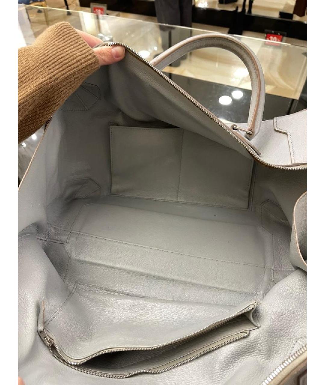 HERMES Серая кожаная сумка тоут, фото 4