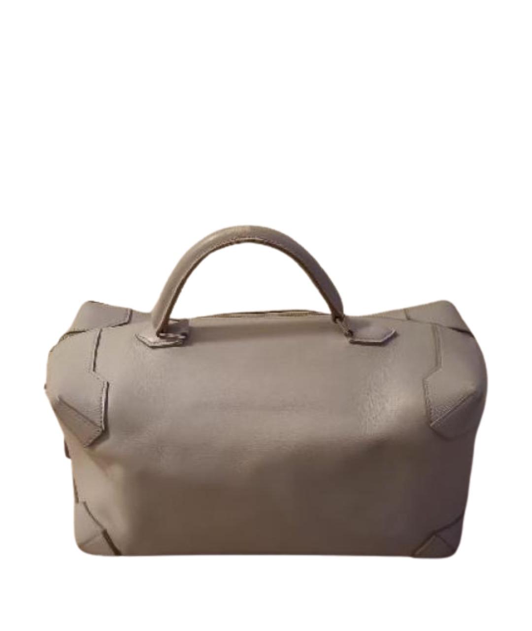 HERMES Серая кожаная сумка тоут, фото 11