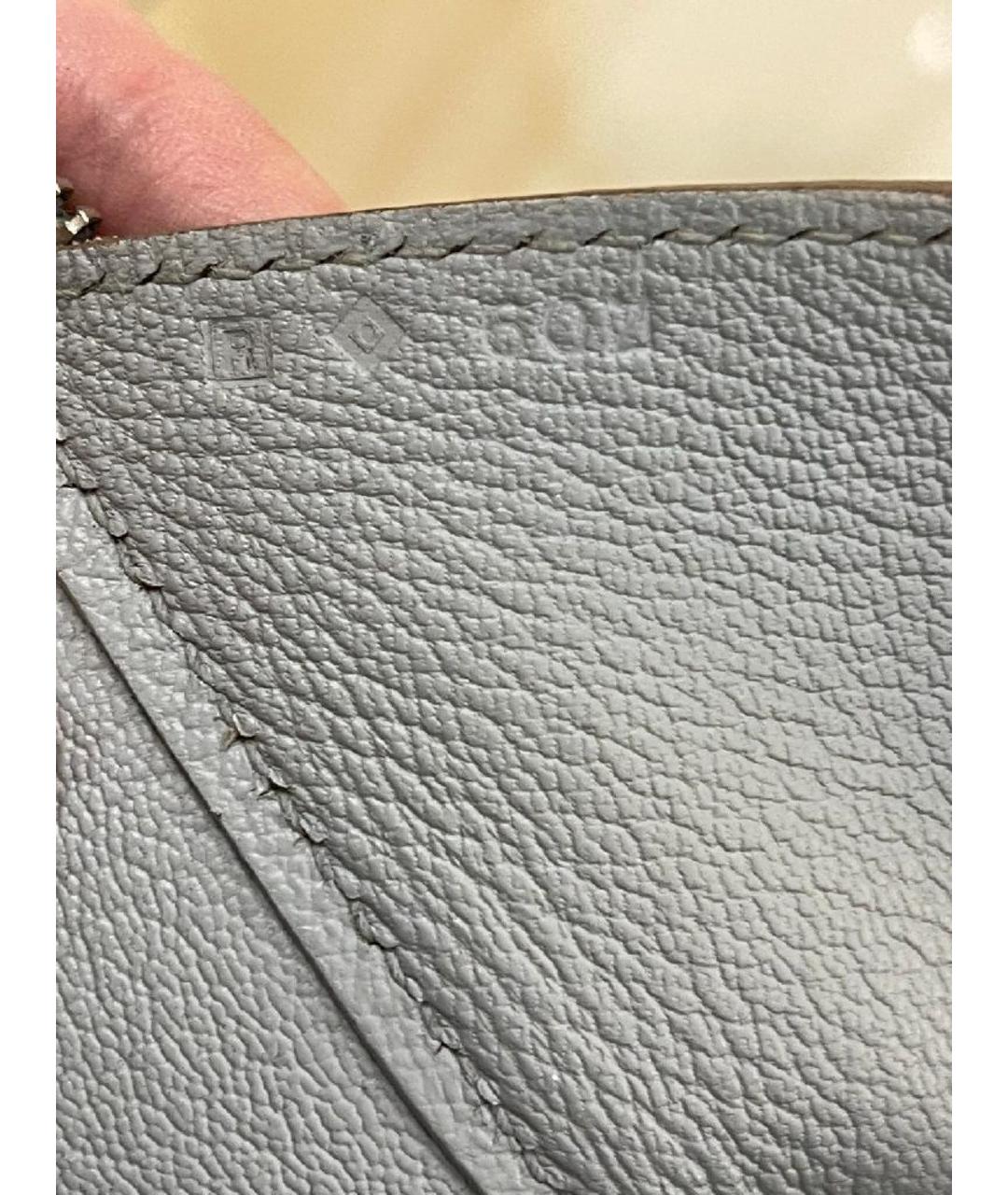 HERMES Серая кожаная сумка тоут, фото 6