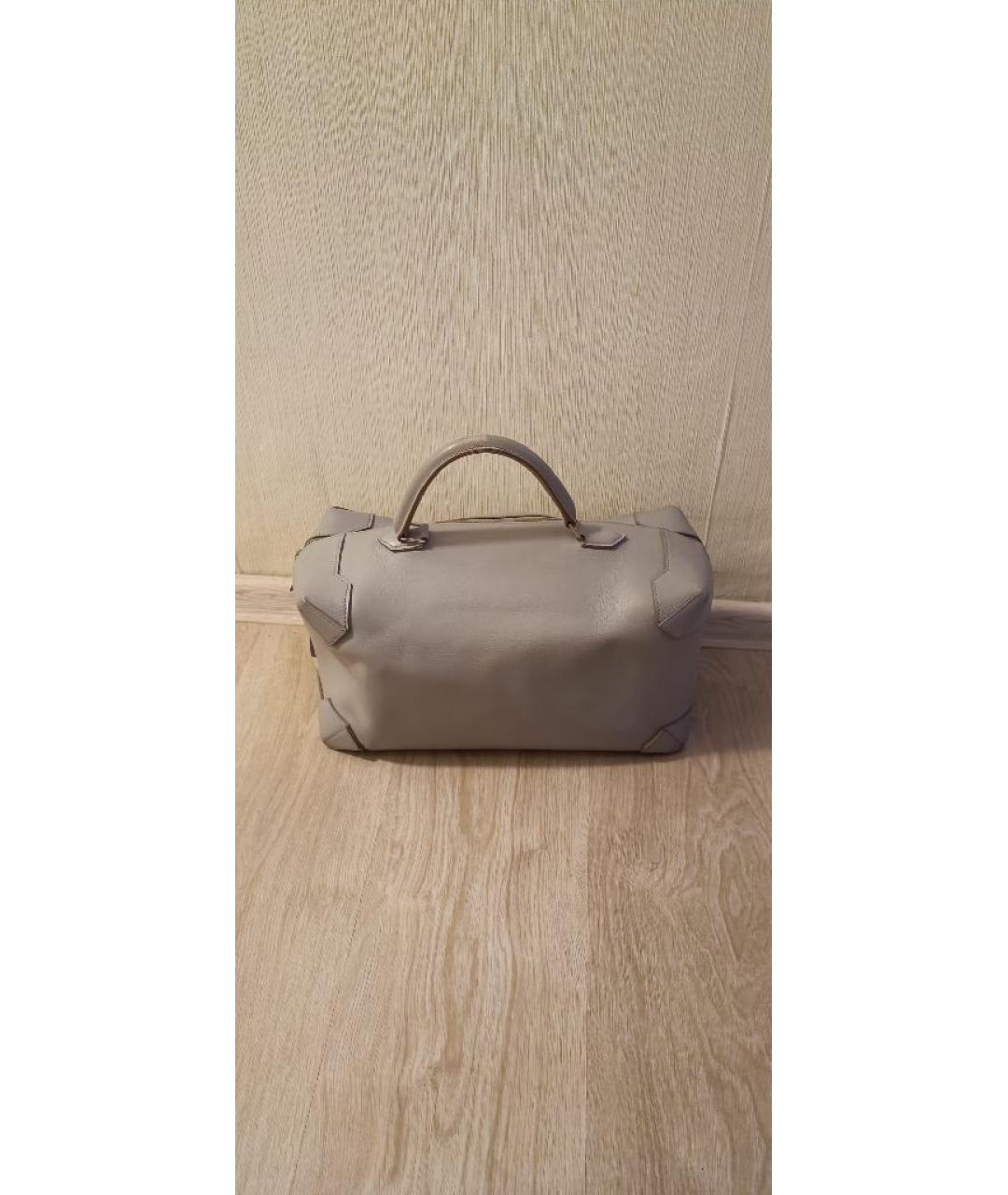 HERMES Серая кожаная сумка тоут, фото 10