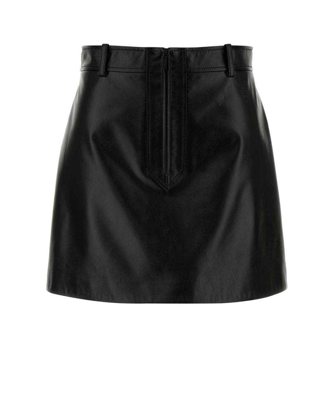 GUCCI Черная кожаная юбка мини, фото 1