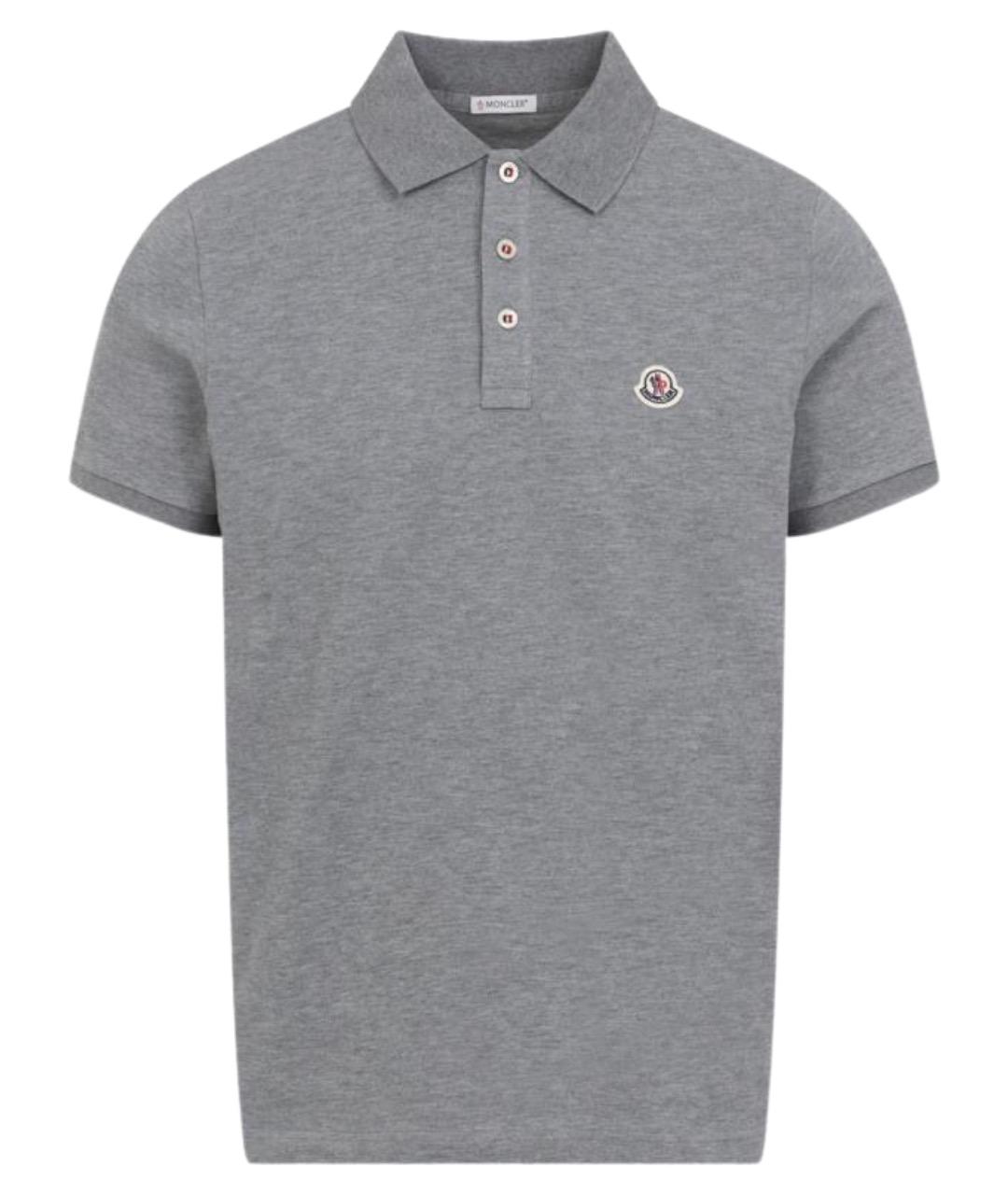 MONCLER Серое хлопковое поло с коротким рукавом, фото 1