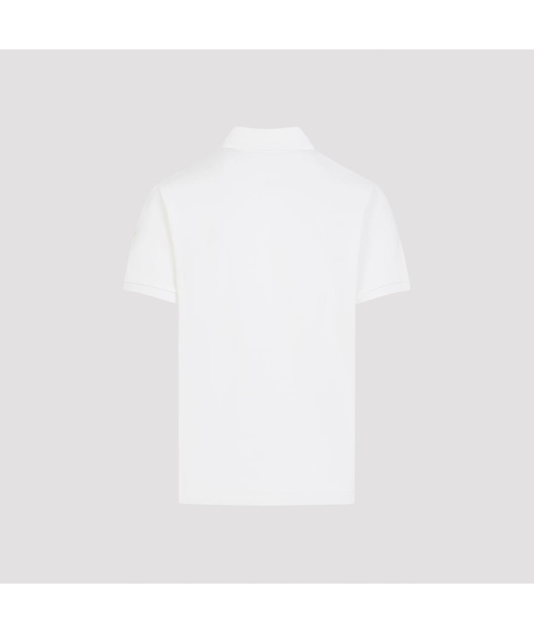 MONCLER Белое хлопковое поло с коротким рукавом, фото 2
