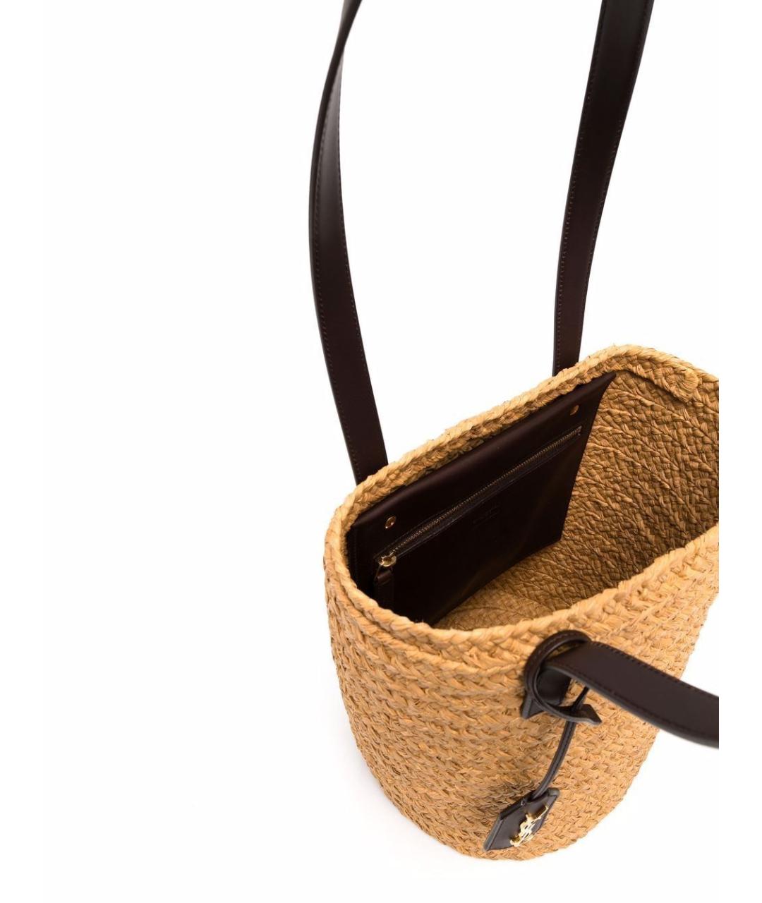 SAINT LAURENT Бежевая пелетеная сумка через плечо, фото 5