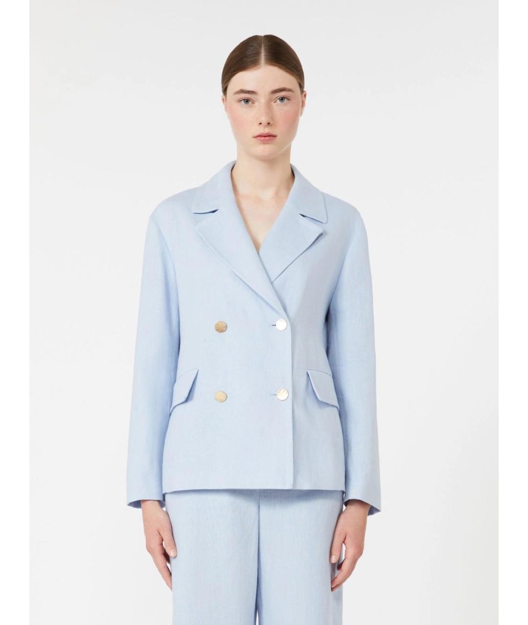 'S MAX MARA Голубой льняной жакет/пиджак, фото 3