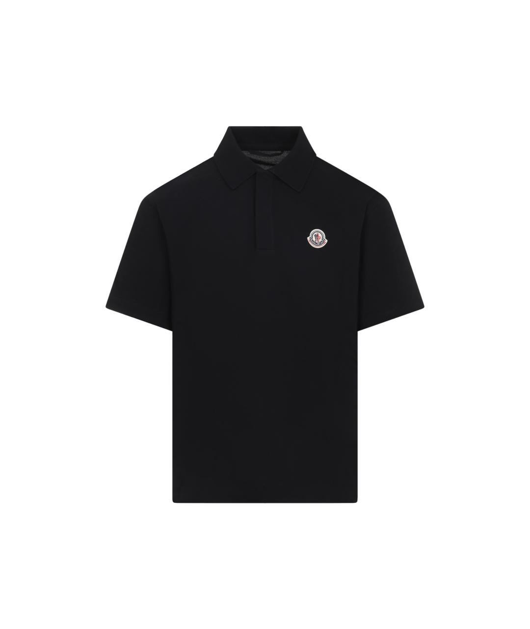 MONCLER Черное хлопковое поло с коротким рукавом, фото 1