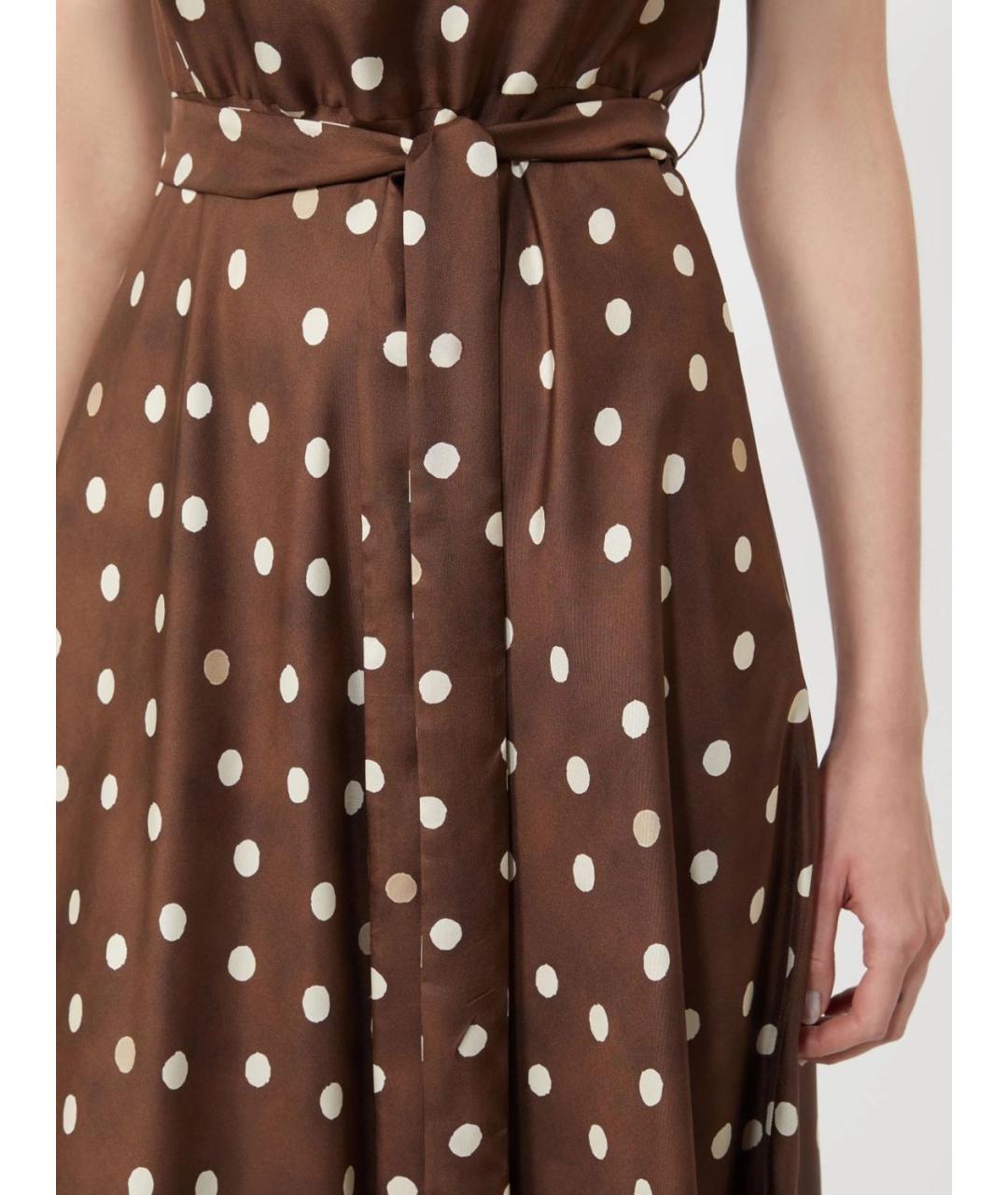 'S MAX MARA Коричневое шелковое повседневное платье, фото 5