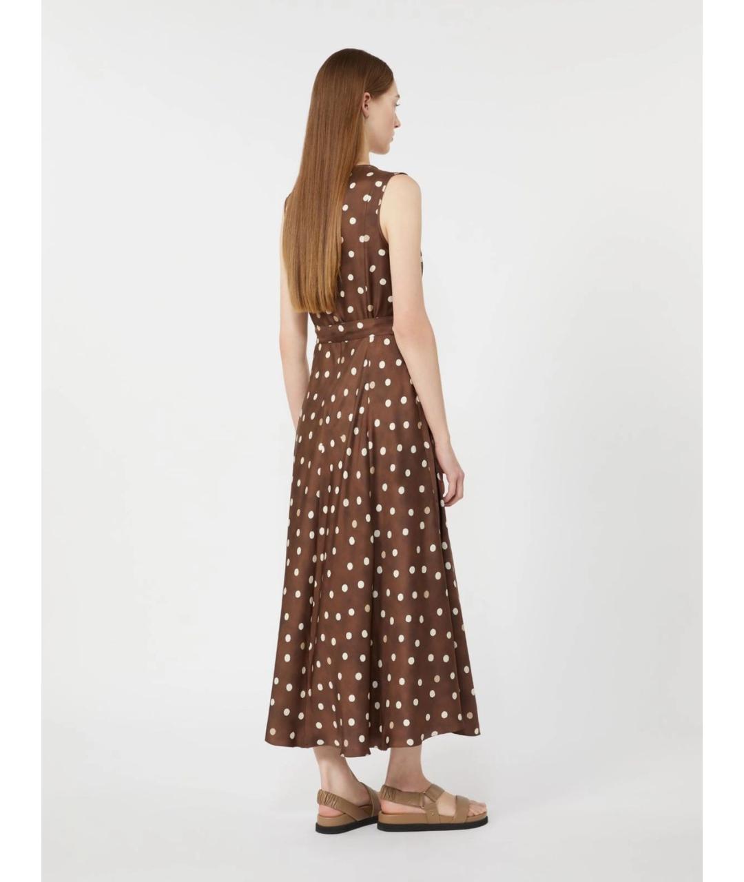 'S MAX MARA Коричневое шелковое повседневное платье, фото 4