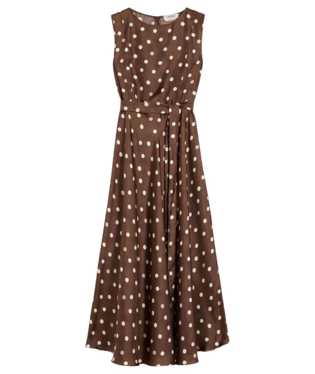 'S MAX MARA Коричневое шелковое повседневное платье, фото 1