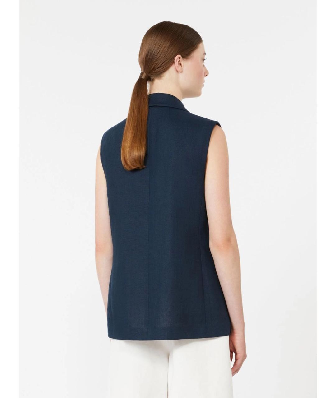 'S MAX MARA Синий льняной жилет, фото 4
