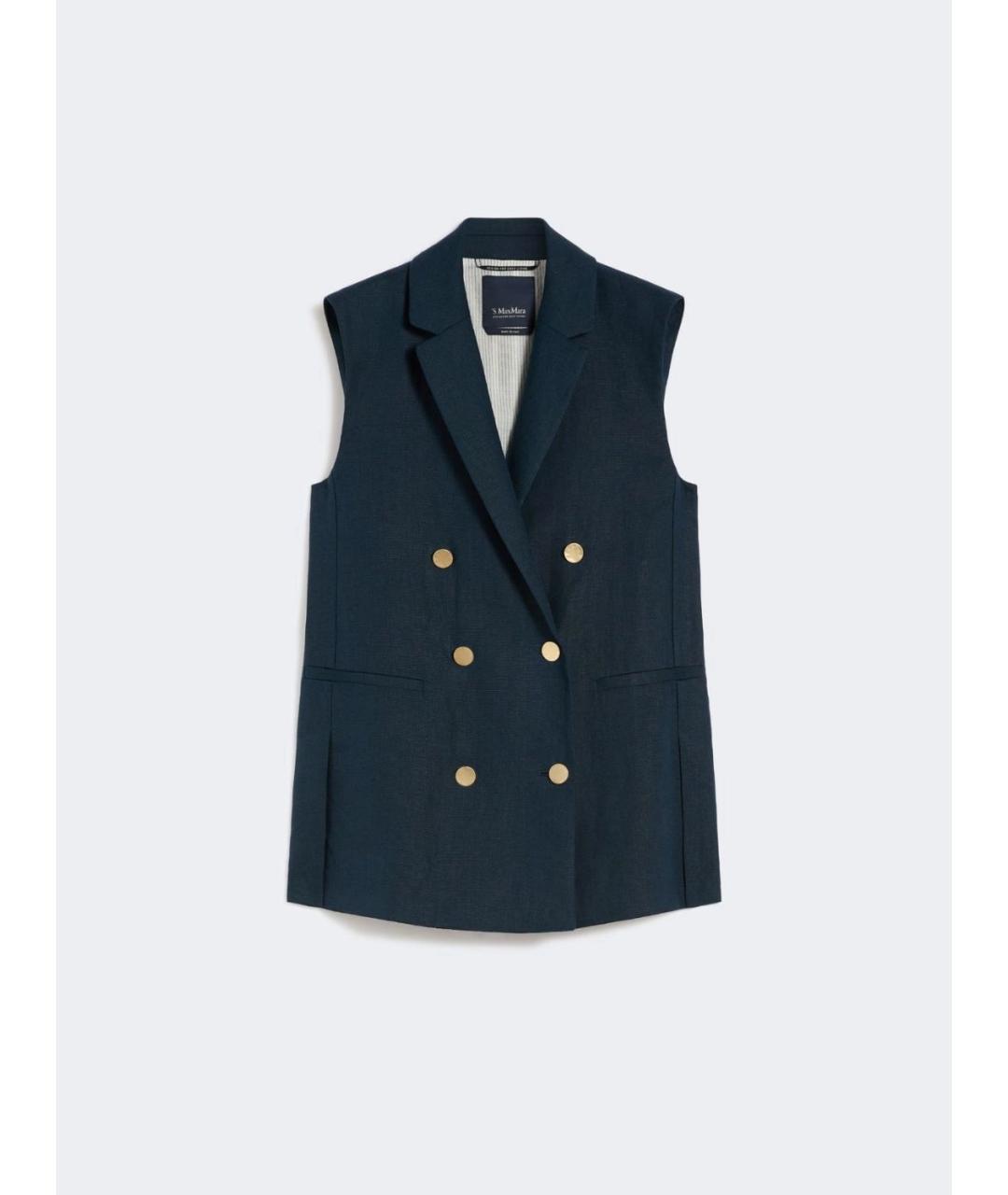 'S MAX MARA Синий льняной жилет, фото 5