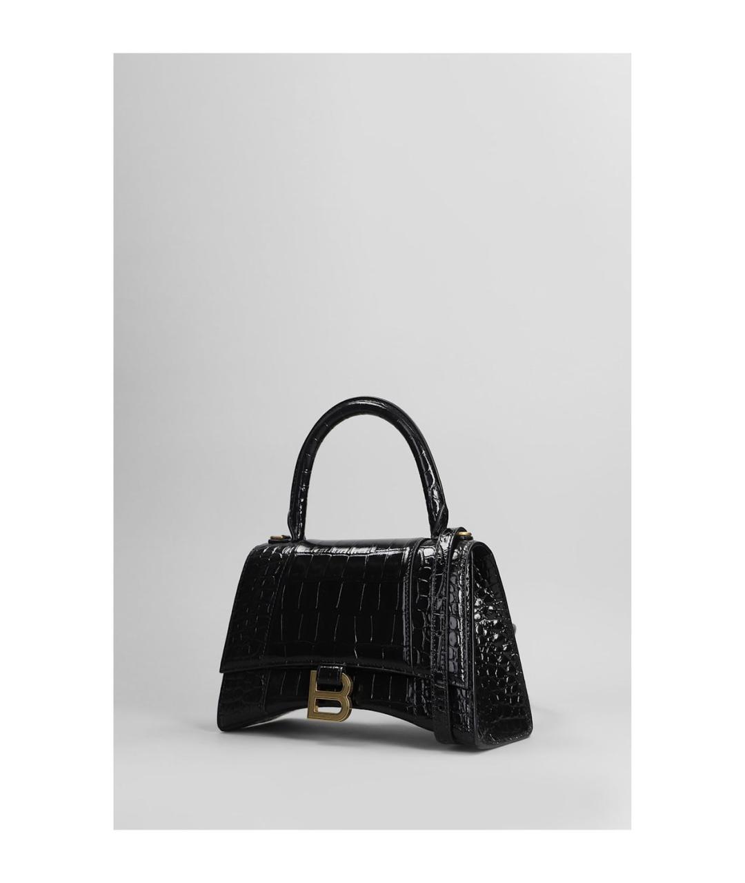 BALENCIAGA Черная кожаная сумка с короткими ручками, фото 2