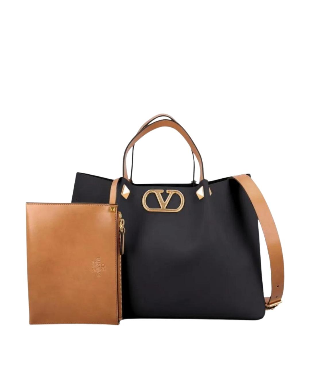 VALENTINO Черная кожаная сумка тоут, фото 1