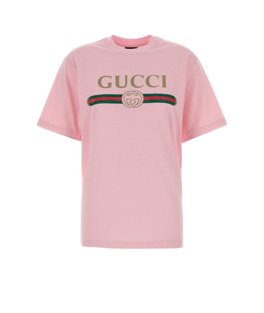 GUCCI Розовая хлопковая футболка, фото 1