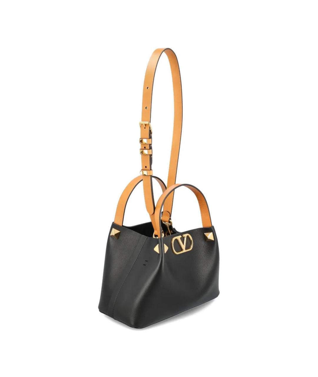 VALENTINO Черная кожаная сумка с короткими ручками, фото 3