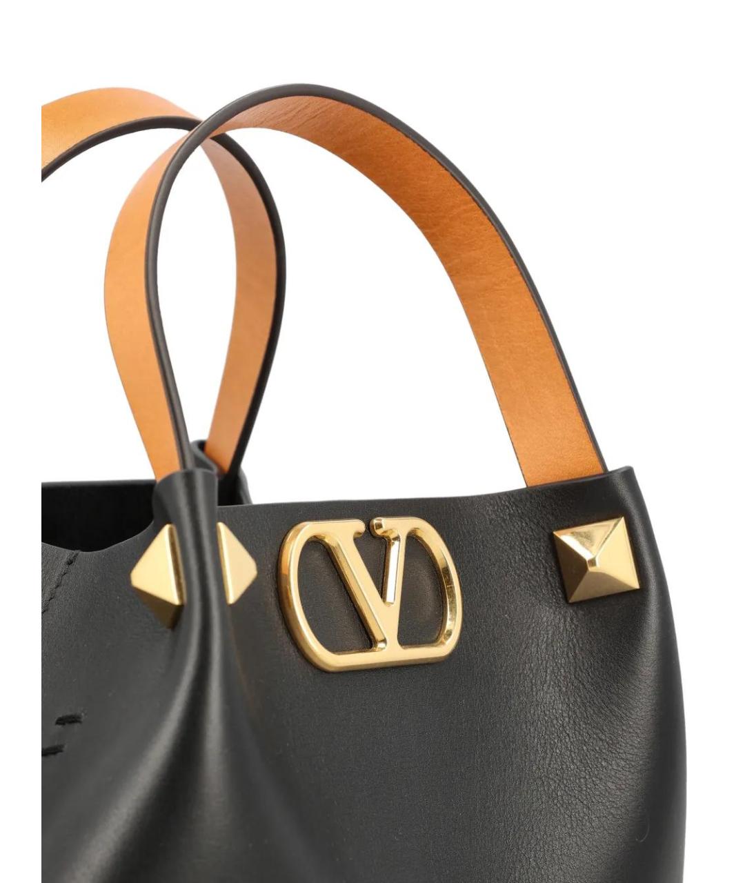 VALENTINO Черная кожаная сумка с короткими ручками, фото 4