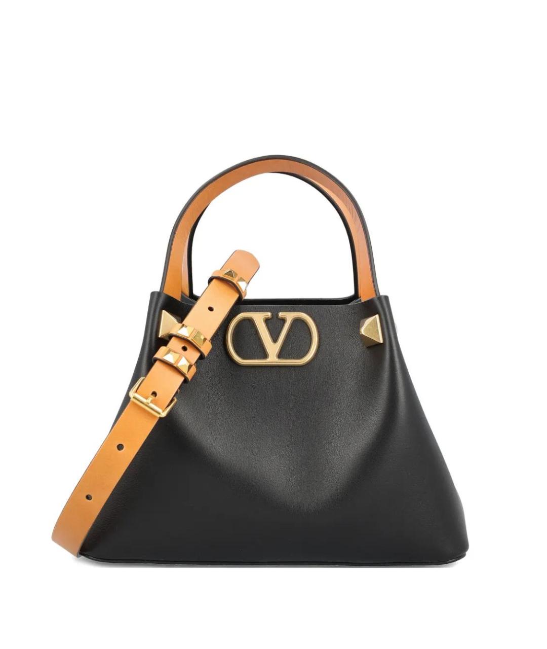 VALENTINO Черная кожаная сумка с короткими ручками, фото 1