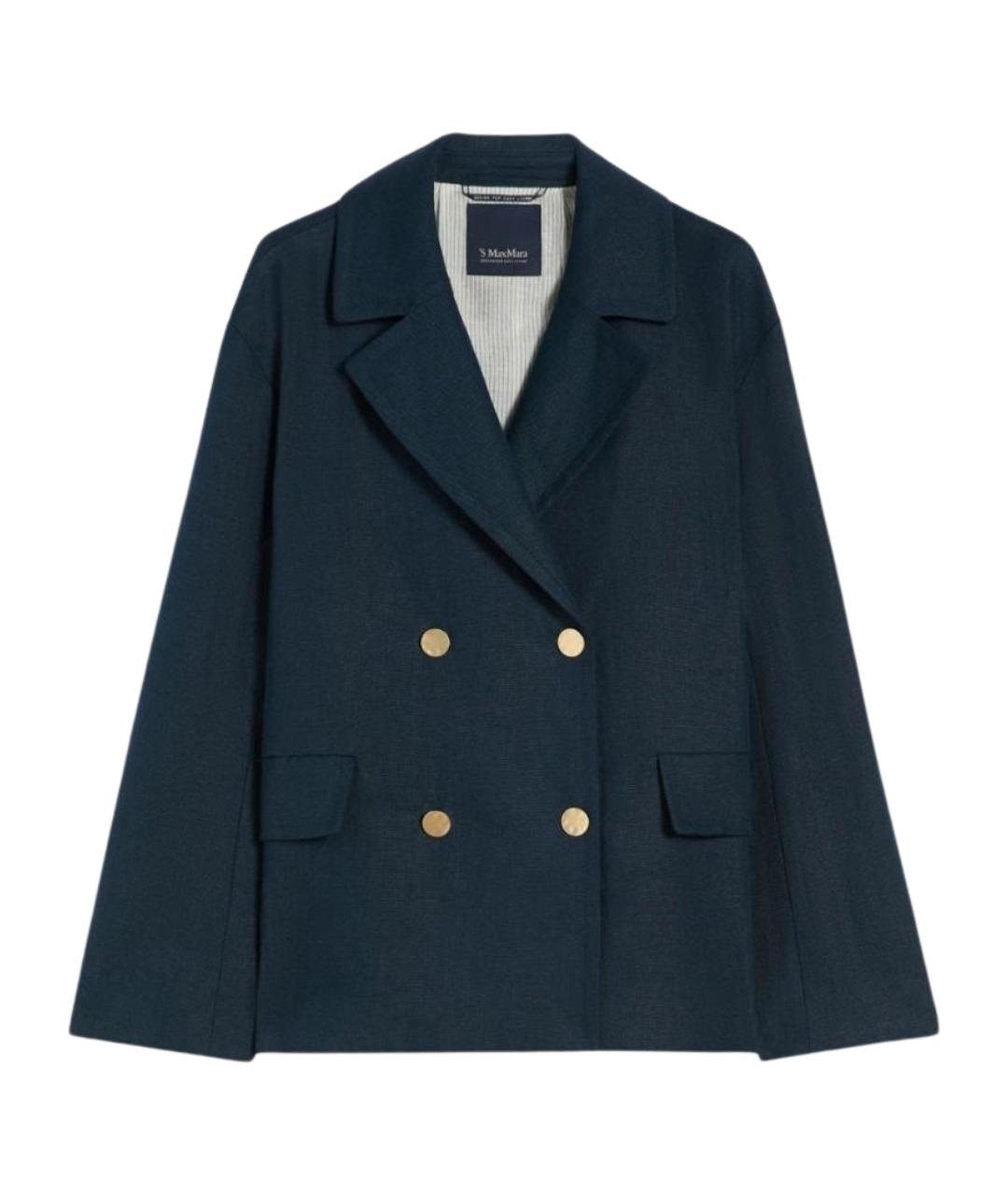 'S MAX MARA Синий льняной жакет/пиджак, фото 1