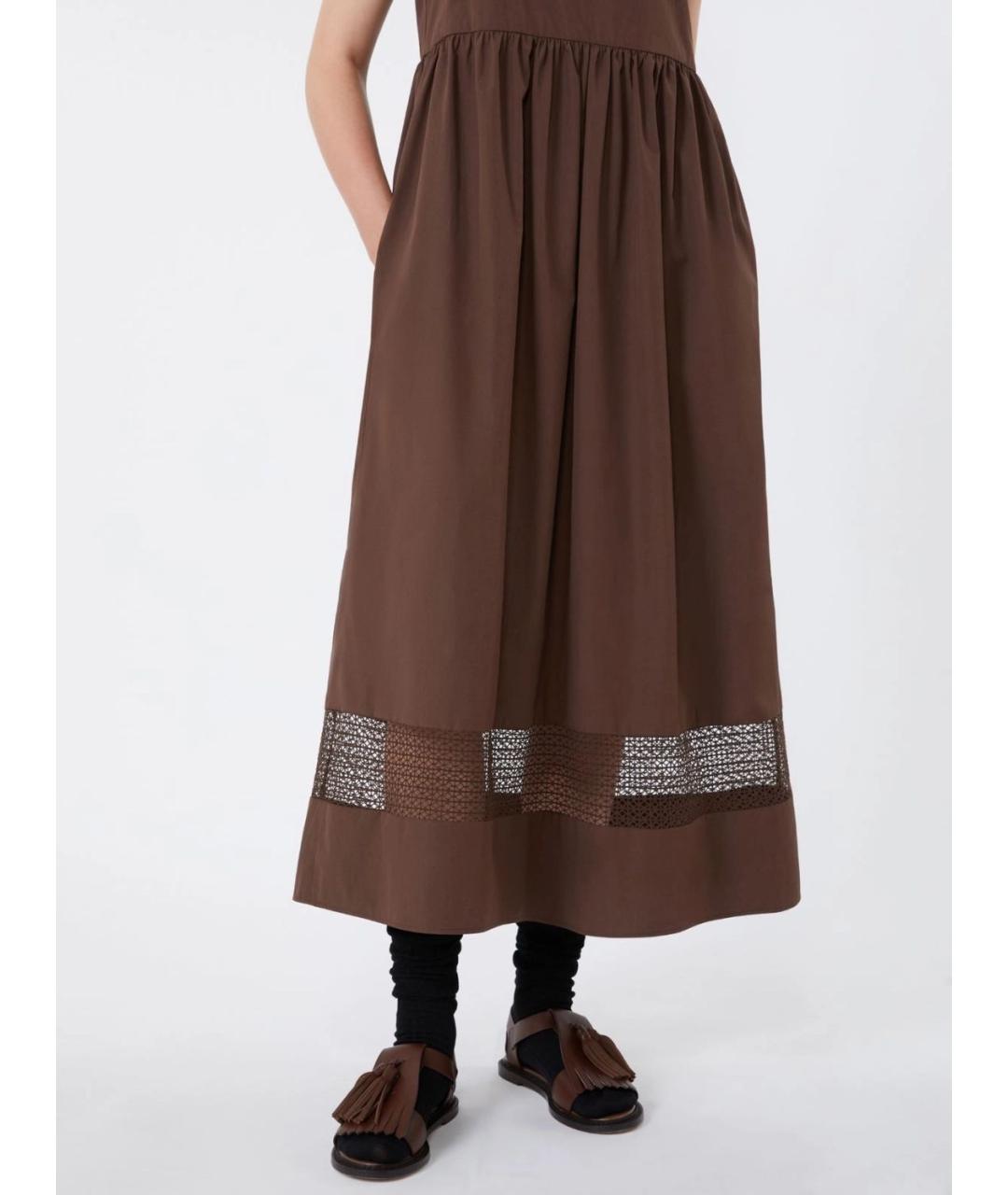 WEEKEND MAX MARA Коричневое хлопковое повседневное платье, фото 5