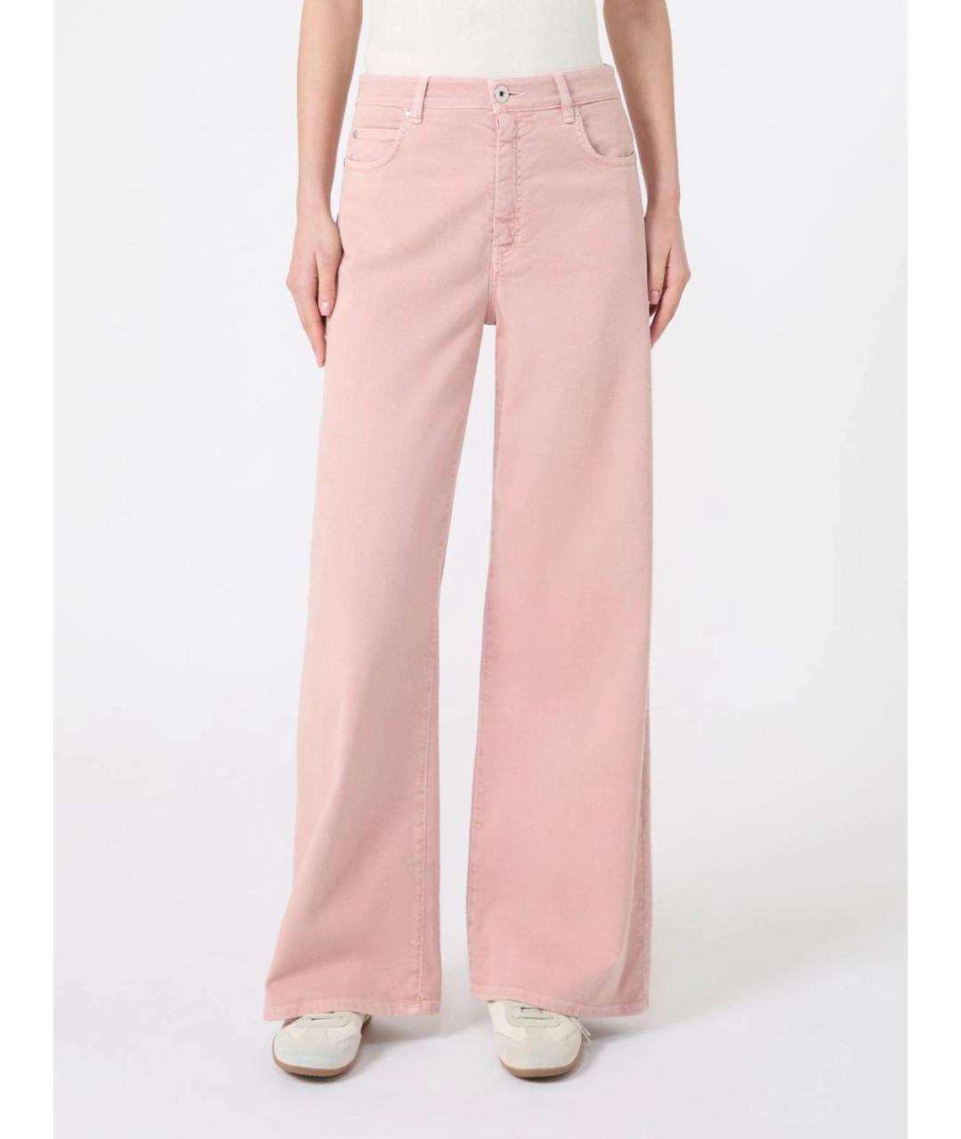 WEEKEND MAX MARA Розовые хлопковые прямые брюки, фото 3