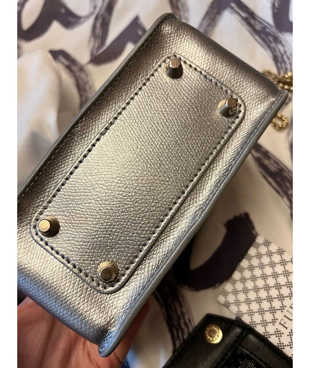 FURLA Серебряная кожаная сумка тоут, фото 2
