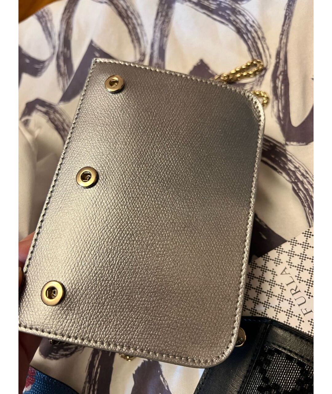 FURLA Серебряная кожаная сумка тоут, фото 3