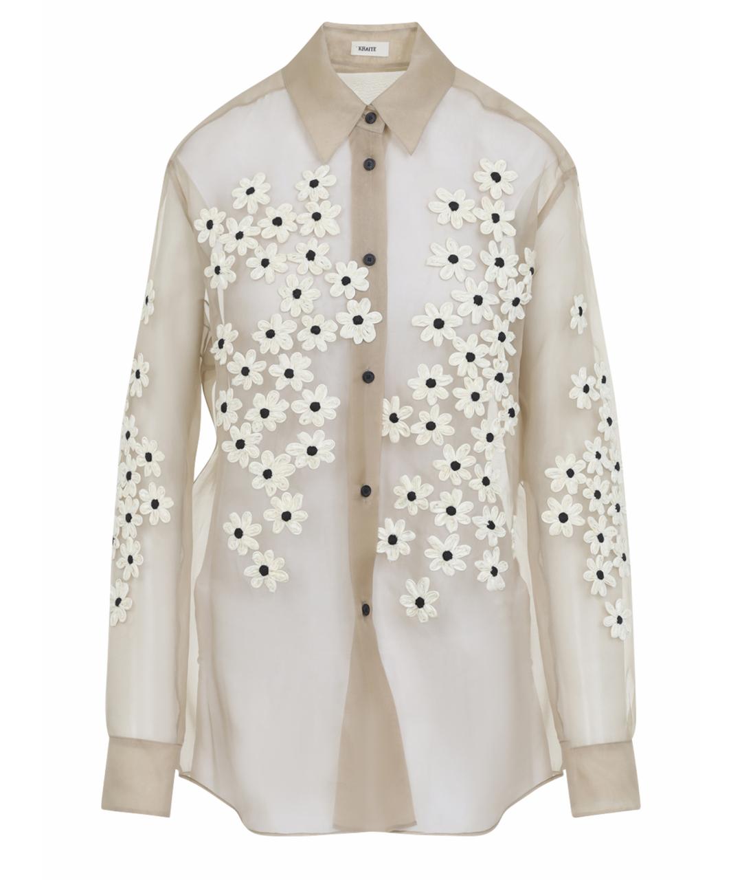 KHAITE Бежевая шелковая рубашка, фото 1