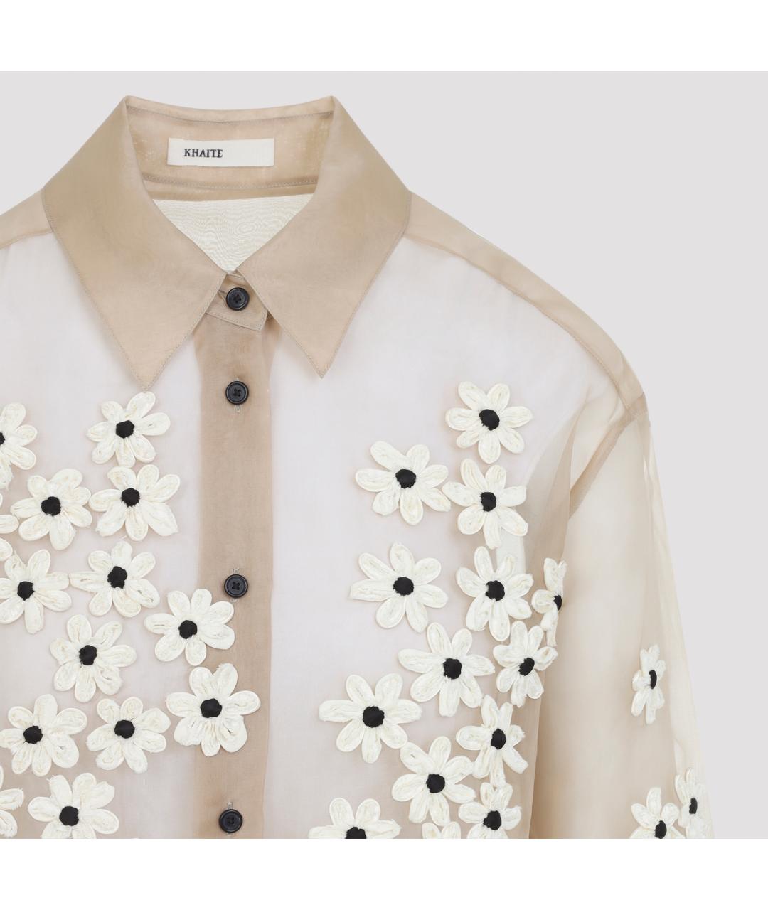 KHAITE Бежевая шелковая рубашка, фото 3