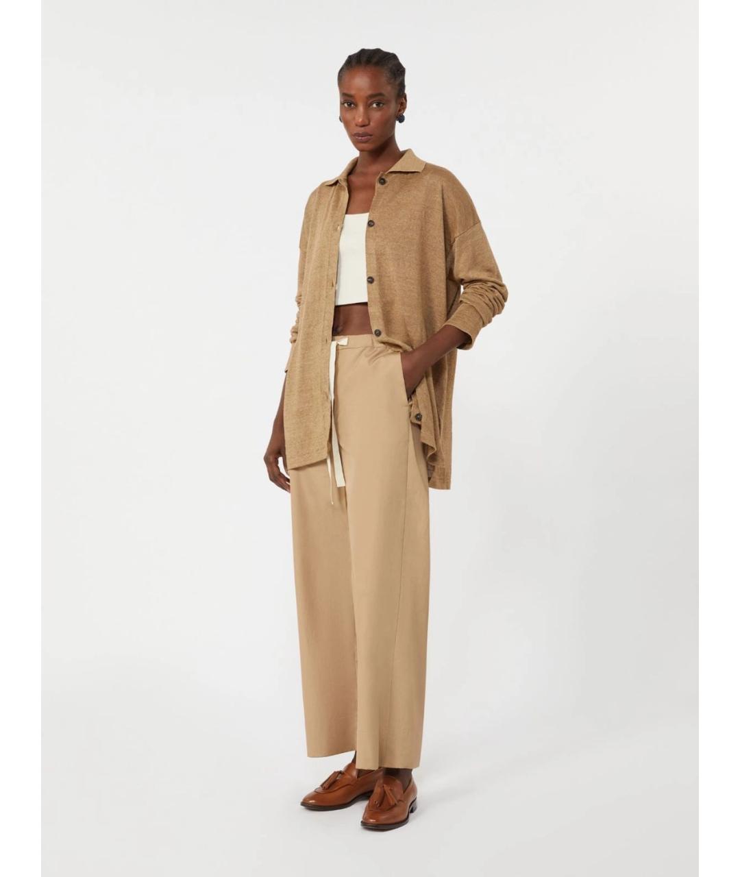 'S MAX MARA Бежевые хлопковые прямые брюки, фото 2