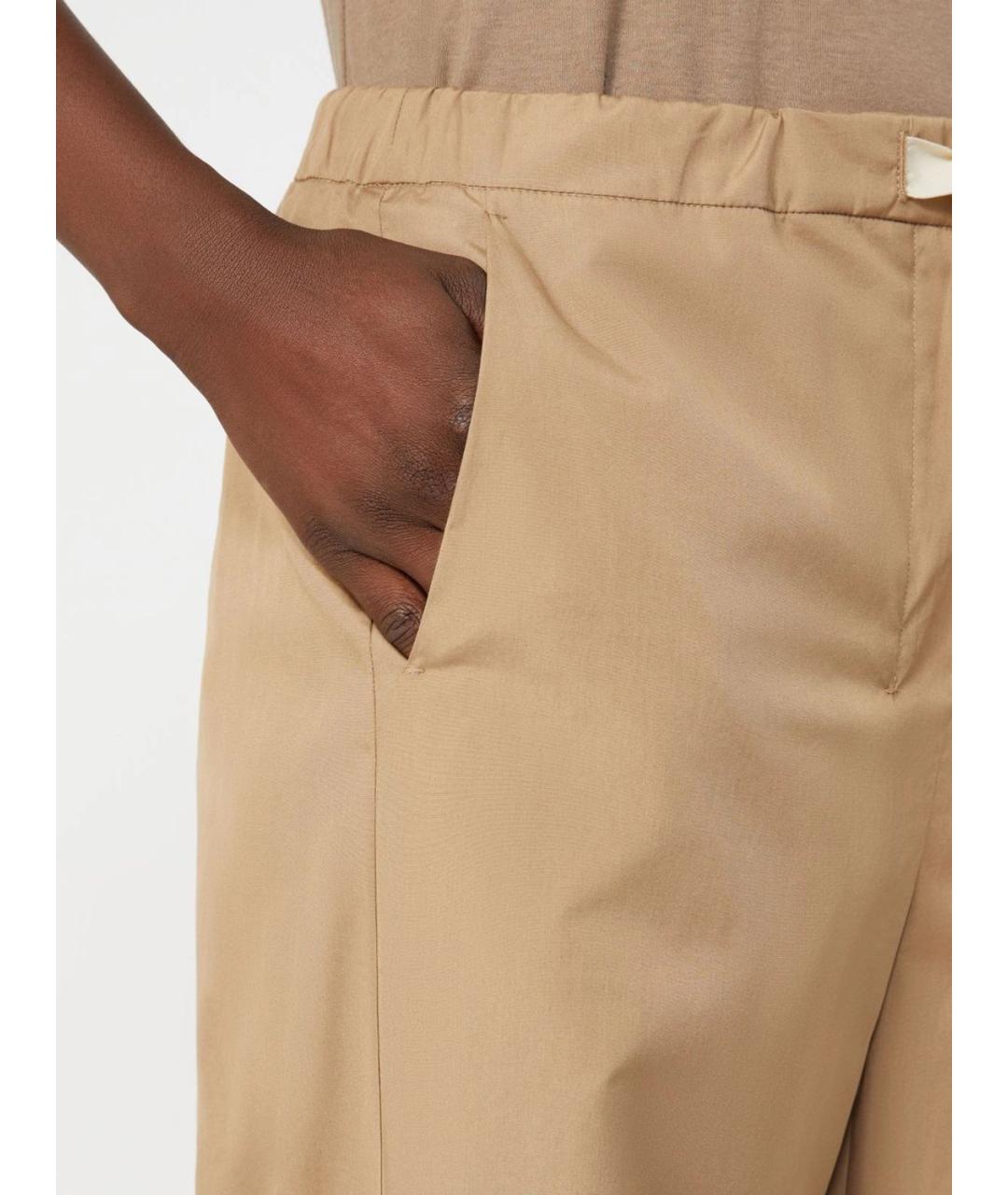 'S MAX MARA Бежевые хлопковые прямые брюки, фото 5