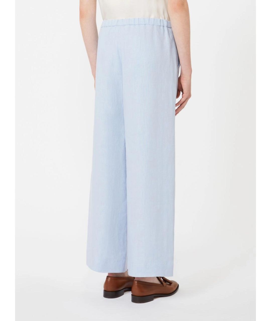 'S MAX MARA Синие льняные прямые брюки, фото 4