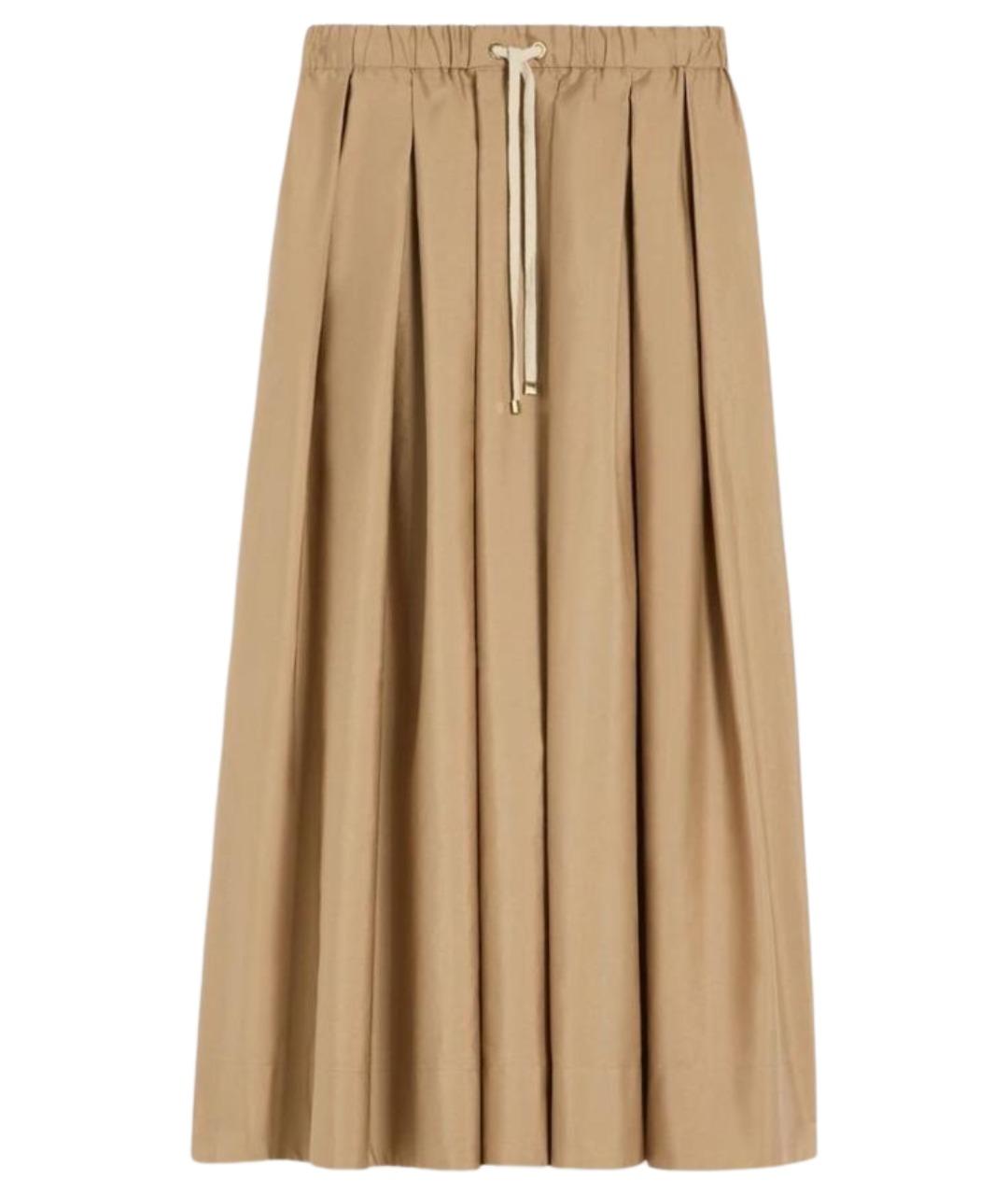 'S MAX MARA Коричневая хлопковая юбка миди, фото 1