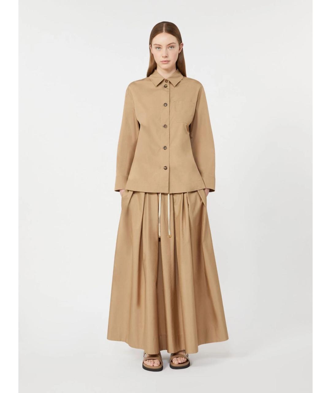 'S MAX MARA Коричневая хлопковая юбка миди, фото 2