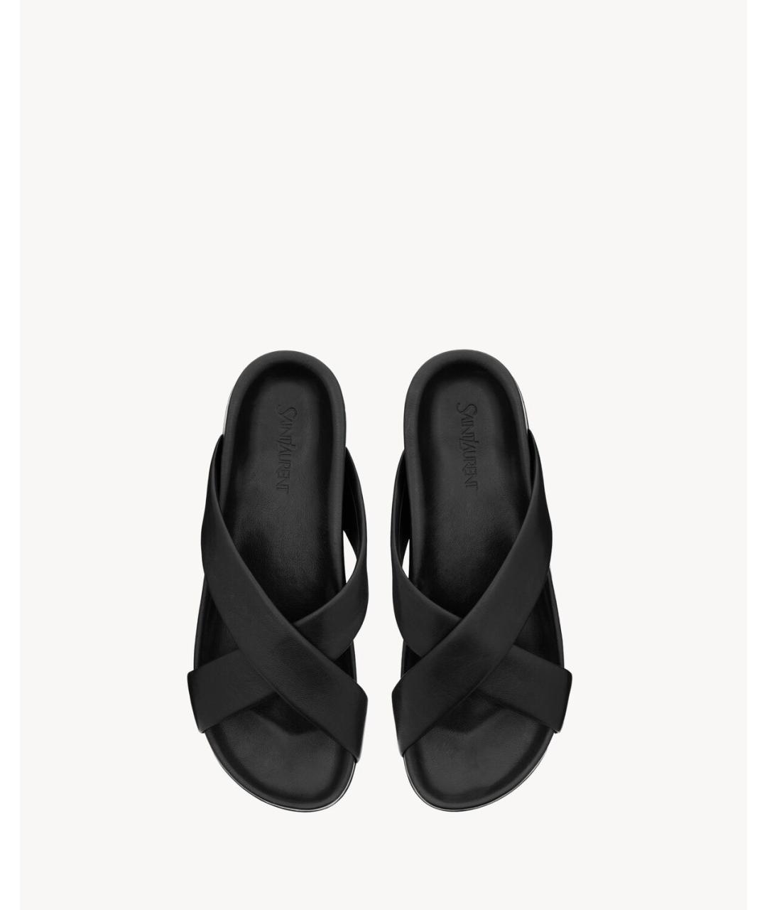 SAINT LAURENT Черные кожаные сандалии, фото 3