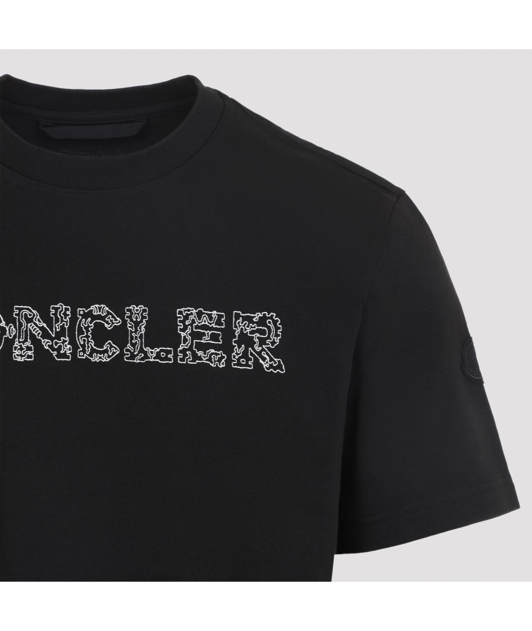 MONCLER Черная хлопковая футболка, фото 3