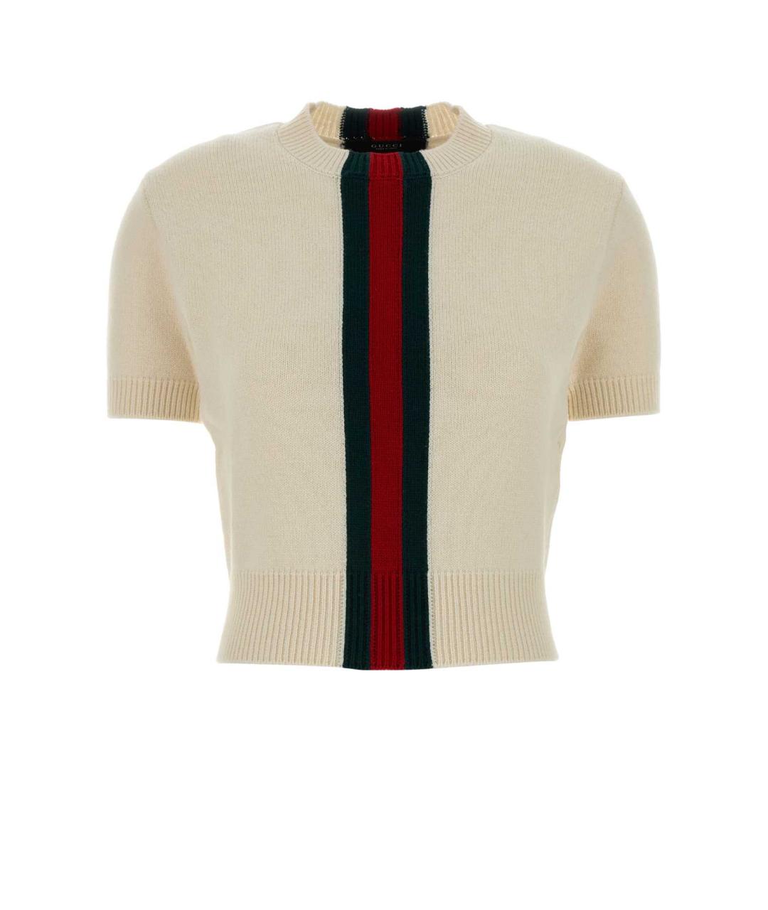 GUCCI Белая шерстяная футболка, фото 1