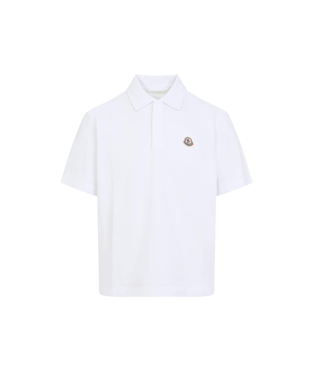 MONCLER Белое хлопковое поло с коротким рукавом, фото 1