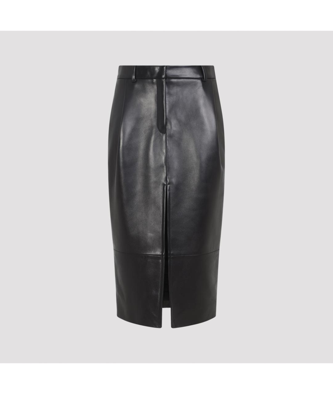 KHAITE Черная кожаная юбка миди, фото 2