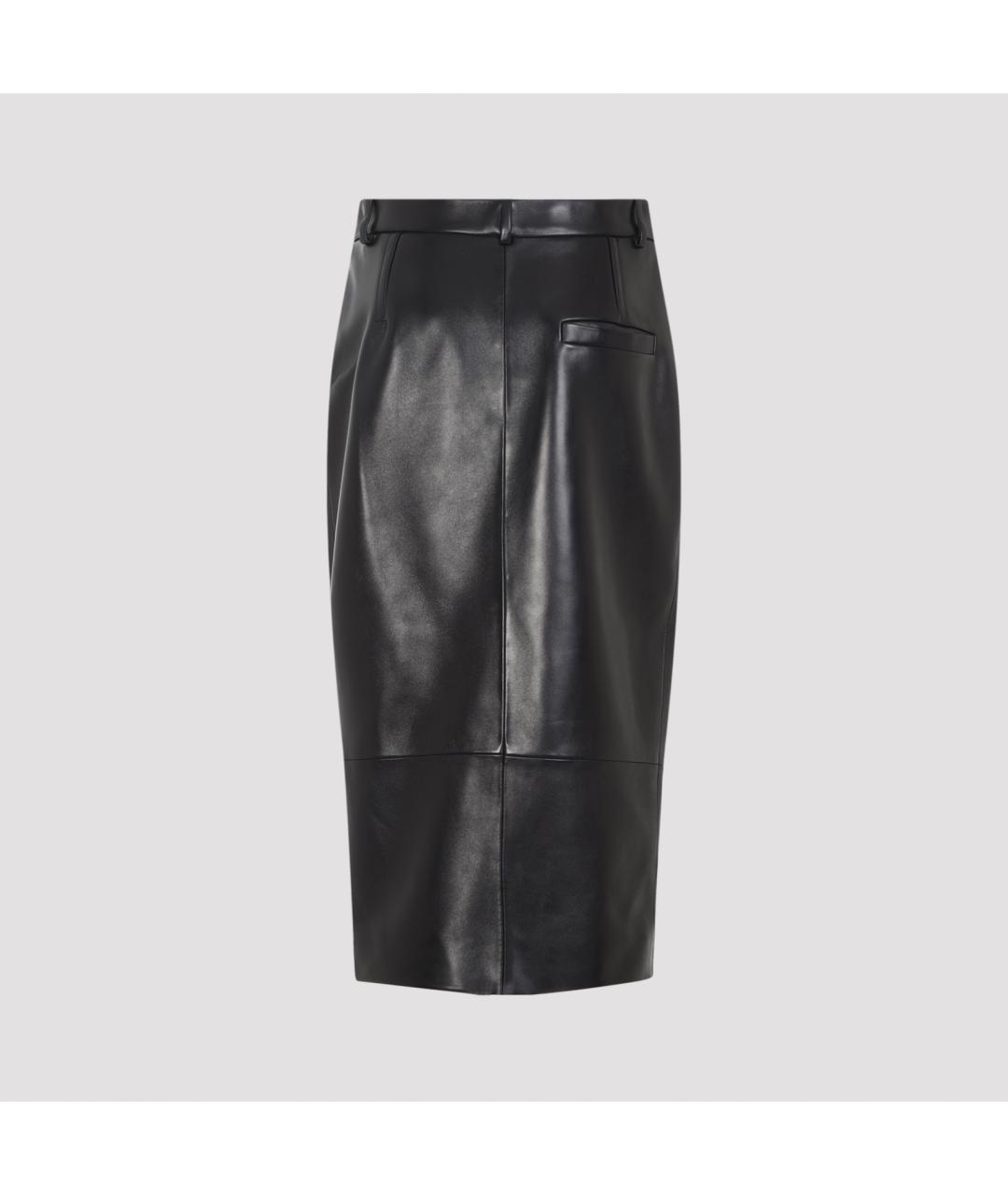 KHAITE Черная кожаная юбка миди, фото 3