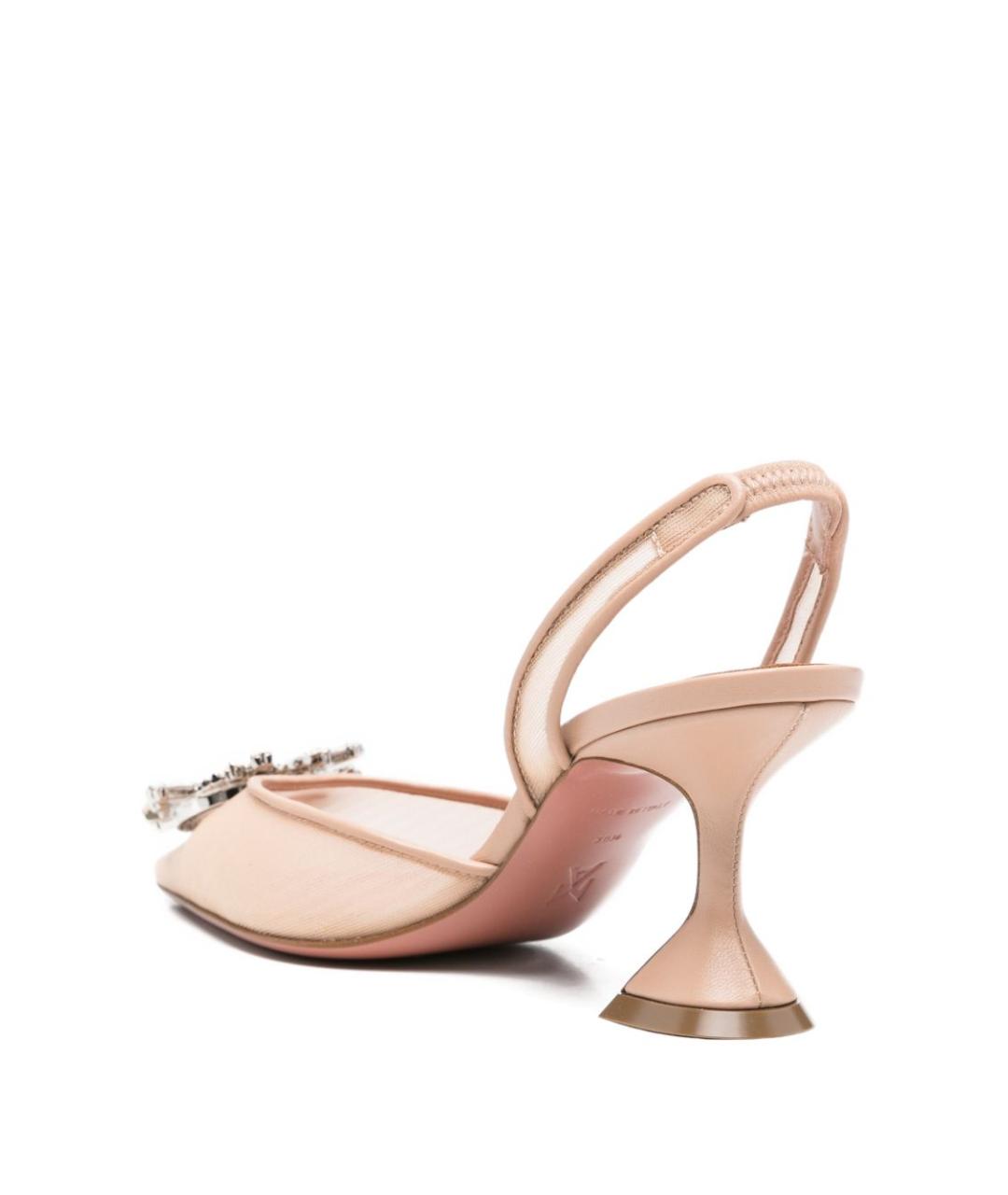 Amina Muaddi Бежевые кожаные туфли, фото 4