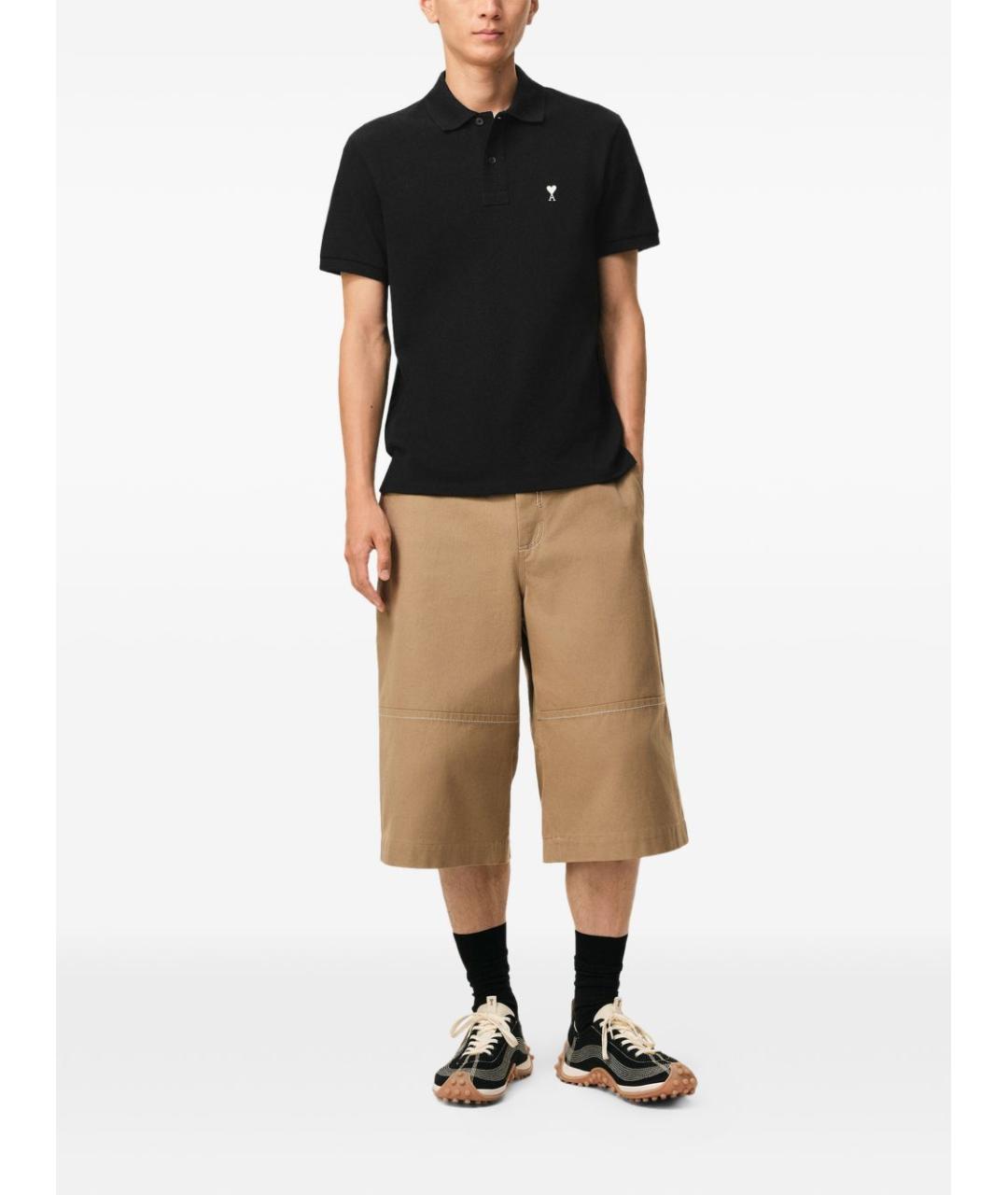 Ami Paris Черное хлопковое поло с коротким рукавом, фото 3