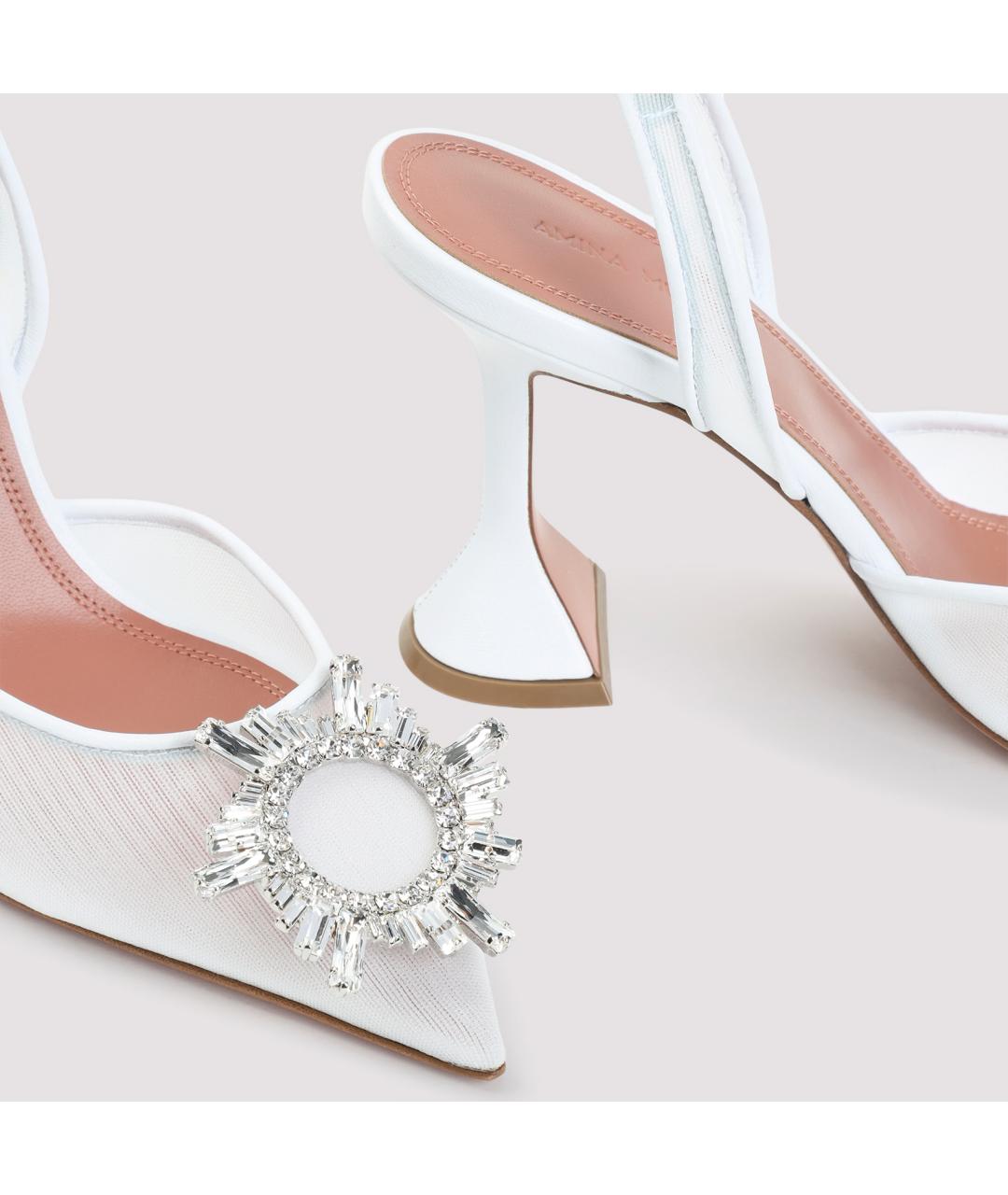 Amina Muaddi Белые кожаные туфли, фото 5