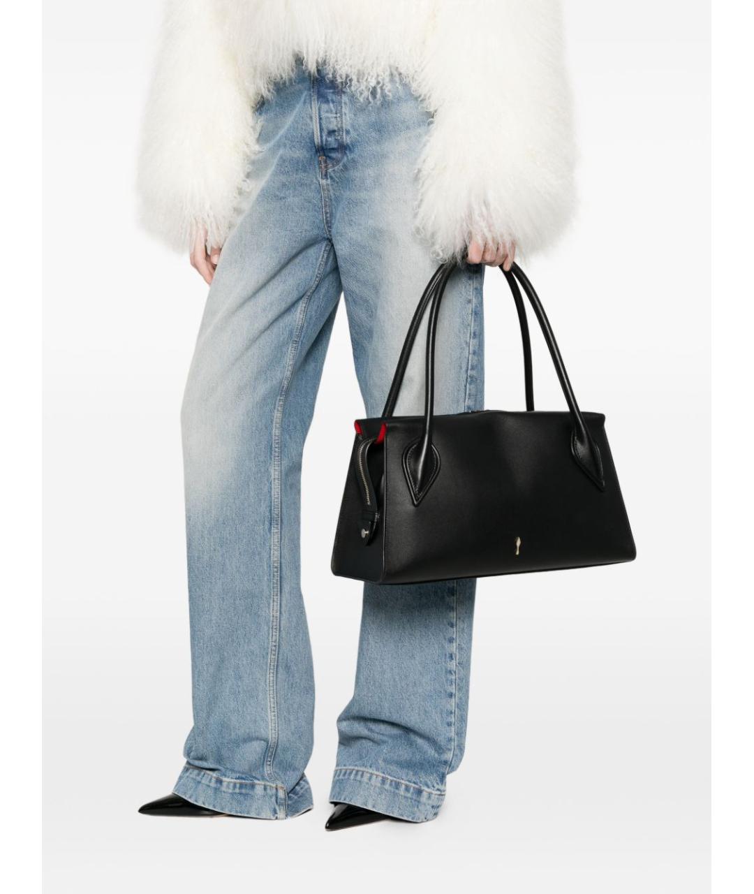 CHRISTIAN LOUBOUTIN Черная кожаная сумка через плечо, фото 2