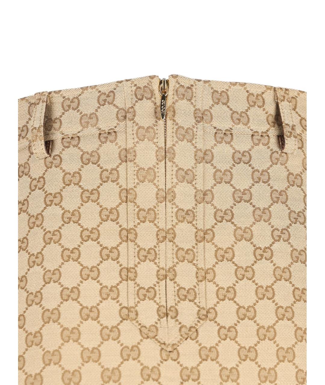 GUCCI Бежевая хлопковая юбка миди, фото 3