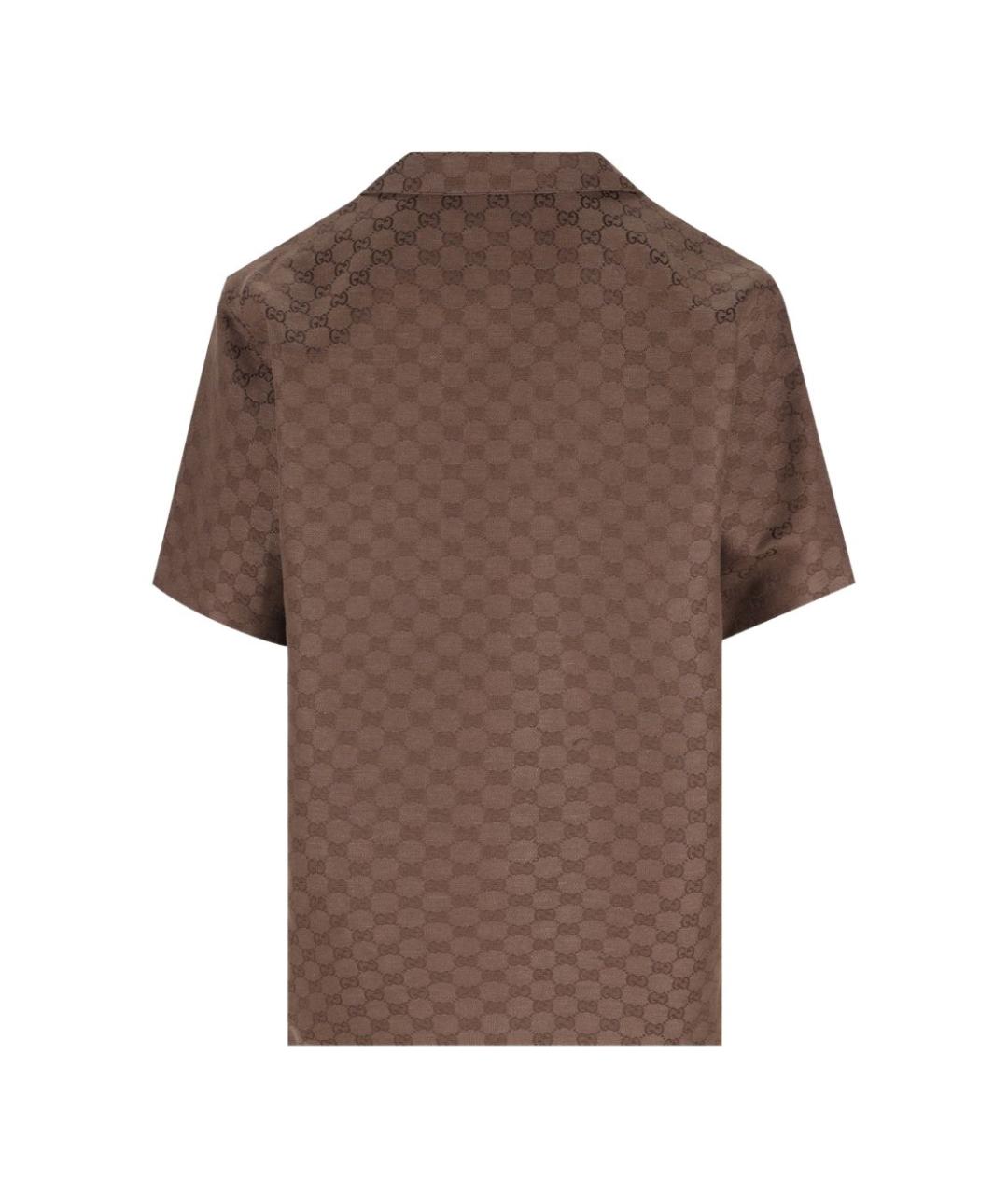 GUCCI Коричневая льняная кэжуал рубашка, фото 3